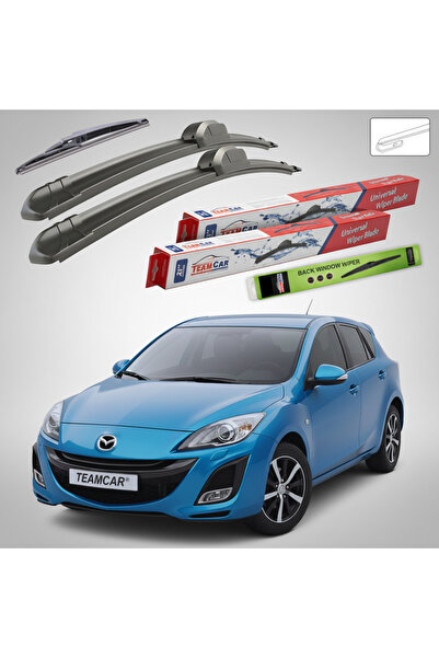 TEAMCAR Windshield Wipers Mazda 3 BL Hatchback 2009-2011 Front and Rear Set Flat