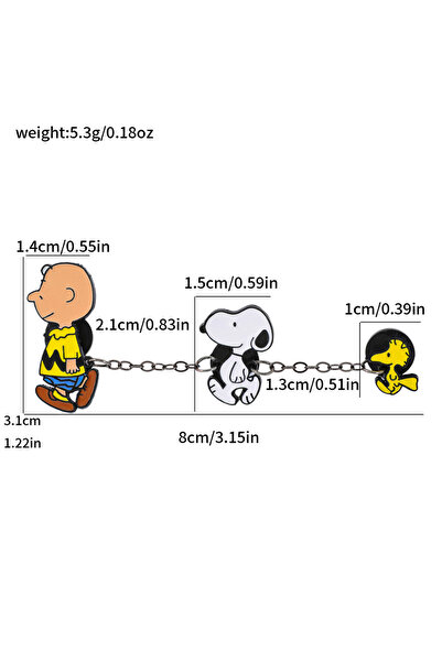 Choice Bandai Brooch Snoopy With Chain Badges Enamel Pins Cartoon Brooch Lape...