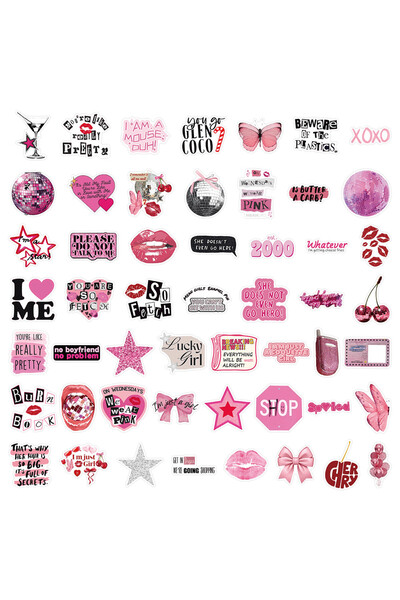 Choice 52PCS 52 Pcs Pastel Pink Decorative Stickers - Adorable Decals for Scr...