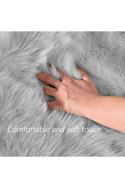 GENERAL Jaymuse Rectangular Faux Sheepskin Rug White Faux Fur Large Area Rug Faux Fur Rug Qaba