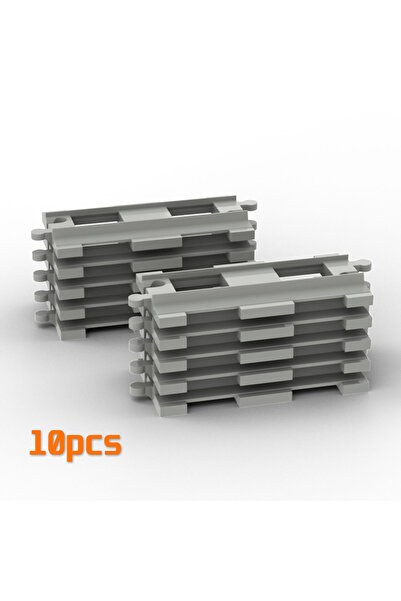 choice2 10pcs straight track Big Building Block Light Gray Railroad Track Com...