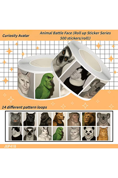 Choice 1Roll 500pcs/Roll Animal Combat Face Graffiti Stickers Funny Animals M...