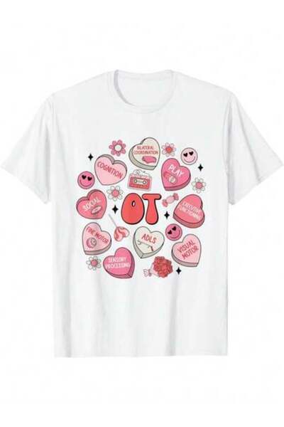 NOURAM تي شيرت Groovy Occupational Therapy Valentine OT Conversation Hearts ت...
