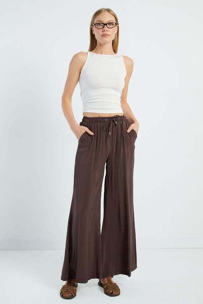 Fulla Moda Elastic Waist Lace-Up Trousers