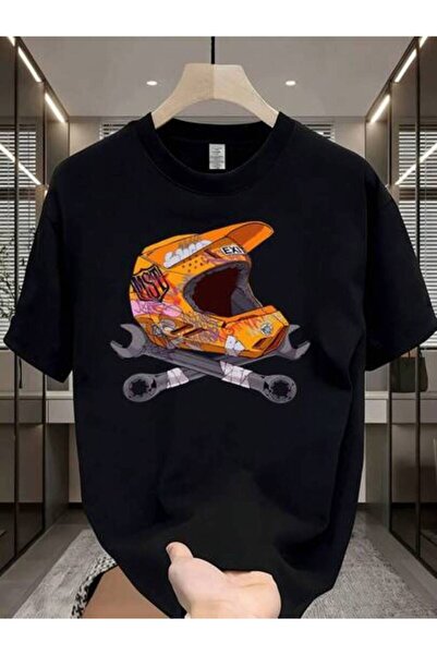 21JNRY تي شيرت رجالي بتصميم شعار Motocross Helmet & Wrenches Exit، ملابس الشا...