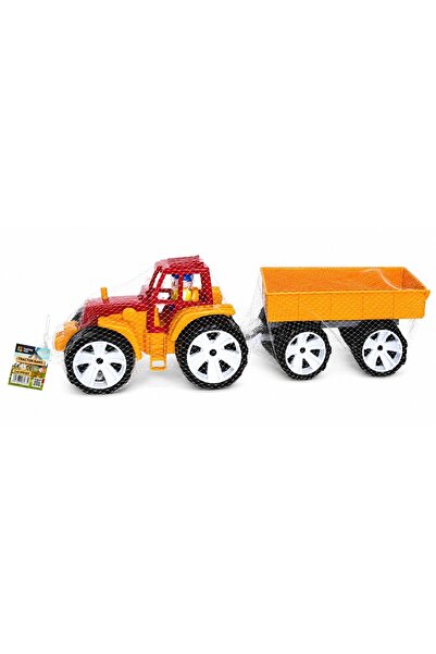 Viva Toys Tractor Bamps 3 cu Remorca Rosu Portocaliu