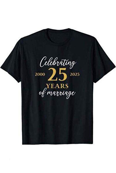 2BIR 25 Years Of Marriage Celebration 100% Crew Neck Casual Tee With Golden &...