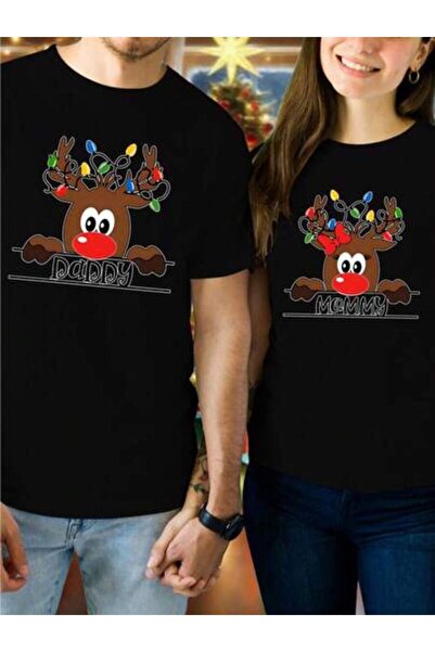 29CUN قمصان عيد الميلاد المتطابقة للأزواج مع طباعة 'His Hers Daddy/Mommy' وعل...