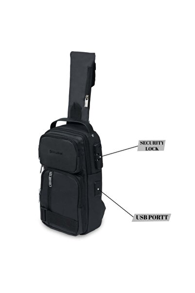 President Premium Chest Crossbody Bag Small Shoulder Backpack for Men ( BLACK ) SBP9058