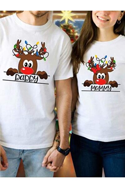 29CUN قمصان عيد الميلاد المتطابقة للأزواج مع طباعة 'His Hers Daddy/Mommy' وعل...