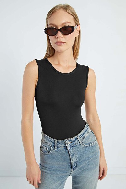 Fulla Moda Basic Crew Neck Snap Body