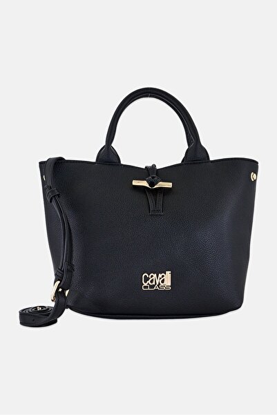 Cavalli Class Women Brand Logo Handbag, Black