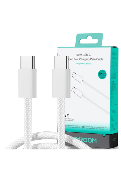Joyroom Cablu USB-C la USB-C 60W pentru telefoane, tablete, laptopuri, 1M, îm...