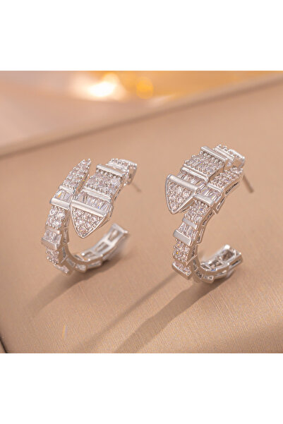 Choice 207 silver earrings LENNIK New Zircon Snake Earrings, High-end Design ...