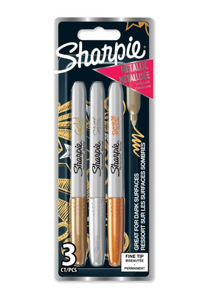 Sharpie Μεταλλικό 3-μπλιστερένιο Χρυσό/Ασημί/Μπρονζέ 1,4 χιλ.
