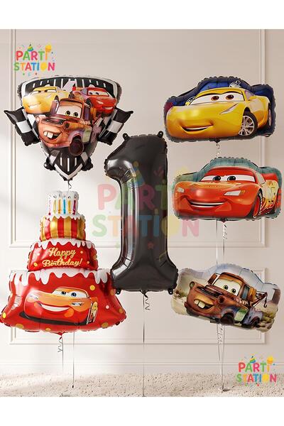 Parti Station Cars Themed Cars Lightning Mcqueen Concept 1 Year Old Balloon S...