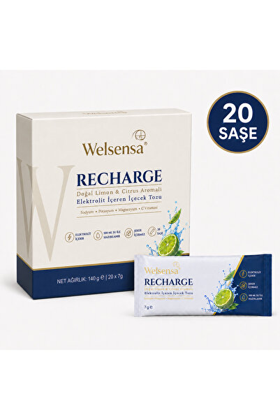 Recharge Elektrolit İçeren İçecek Tozu Doğal Limon & Citrus Aromalı 20 Saşe