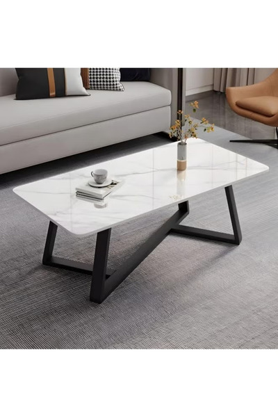 GGEROU Coffee Table Large Capacity Table Storage Simple Living Room Table Modern Tea Table Small Unit Square Living Room Simple Small Tea Table Design（Imitation White Marble）