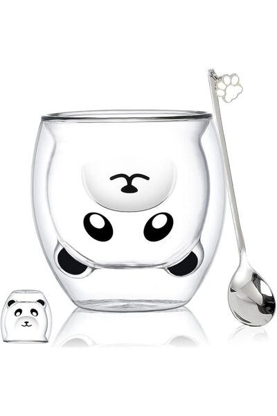 GENERAL Double Wall Insulated Glass Mugs with Cute Design for Espresso, Coffe...