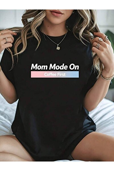 21JNRY Casual Funny Women's T-Shirt Mode On Coffee Graphic Tee Summer Spring ...