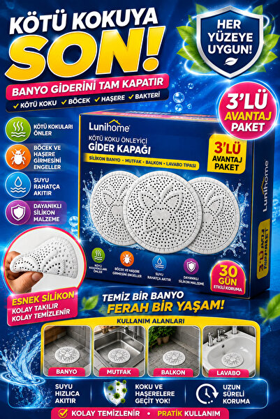 Lunihome 3 Adet Beyaz Sabun Kokulu Kötü Koku Önleyici Gider Kapağı – Silikon Banyo Mutfak Balkon Lavabo Tıpası
