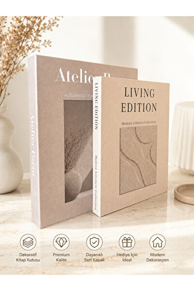NAHİTA ATELİER 2’li Dekoratif Kitap Kutu Seti – Living Edition & Atelier Form...