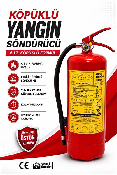 VALLENTİNA 6 KG KÖPÜKLÜ YANGIN SÖNDÜRME CİHAZI TSE-HYB/CE BELGELİ(RUHSATA UYGUN)