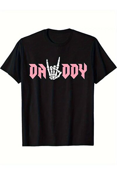 kai22 Men's Funny Rock T-Shirt - Daddy Slogan & Iconic Hand Symbol With Pink ...