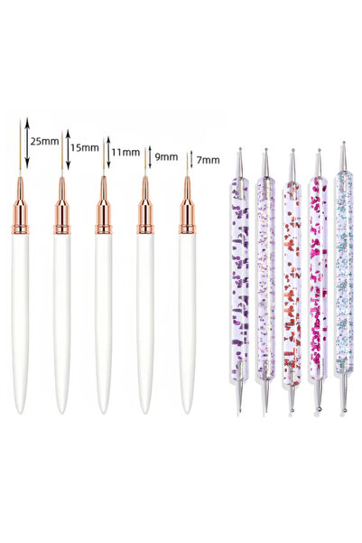choice2 White 10Pcs 10Pcs Nail Art Liner Brushes and Dotting Pen Set UV Gel N...