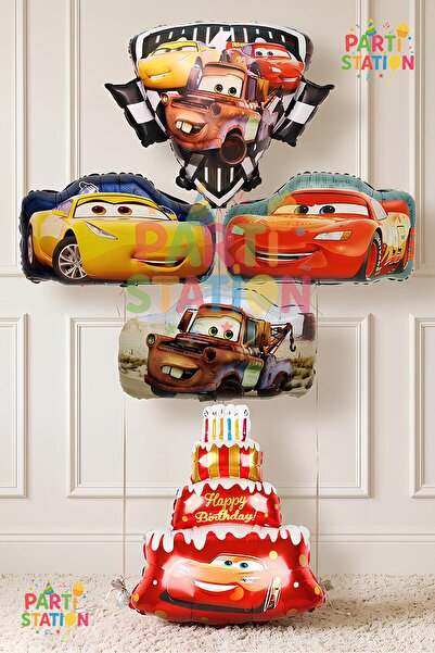 Parti Station Cars Themed Cars Lightning Mcqueen Concept Balloon Set 5 Pieces...