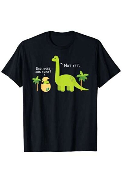 2BIR Funny "Dad Does God Exist?" Atheist Dinosaur Graphic 100% Cotton Relaxed...