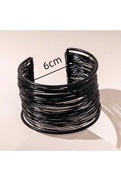Choice S030-Black Exaggerated Punk Multilayer Metal Wires Strings Black Brace...