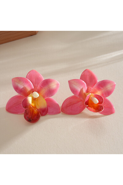 Choice3 Pink Color 5 Colors Bohemian Orchid Flower Stud Earrings for Women 3D...