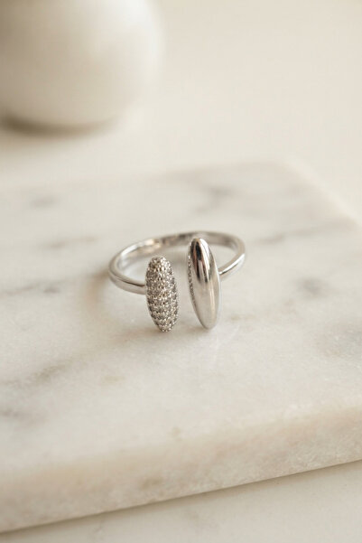 Skygo Silver Color Oval Tip Double Sided Open Women's Ring Tj-Byk4253