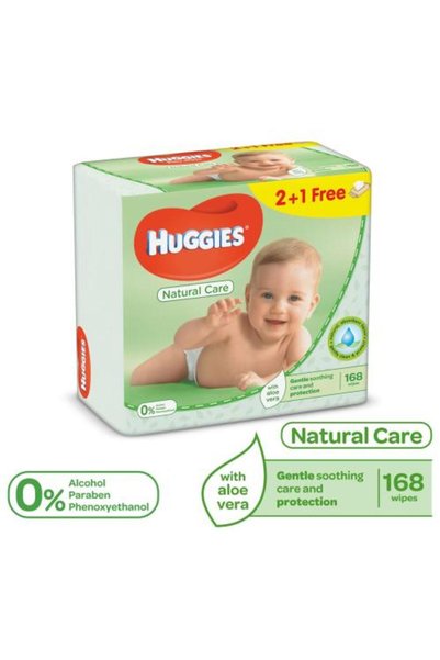 Huggies مناديل العناية 2+1 مجانًا 168 قطعة
