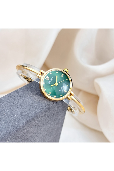 Choice1 golden green Minimalist Small Watch for Woman - Round Dial Ultra-Thin...