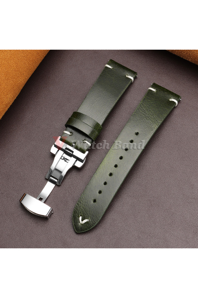 Choice14 20mm green Vintage Oil Wax Leather Watch Band 18mm20mm 22mm Bracelet...
