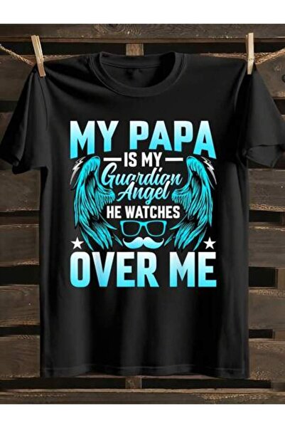 2BIR Papa Is My Guardian Angel - Funny Fathers Day Novelty Awesome Graphic T-...