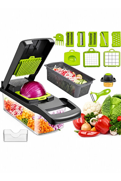N.zone 14-Piece Multi-Functional Vegetable and Fruit Slicer and Chopper Set w...