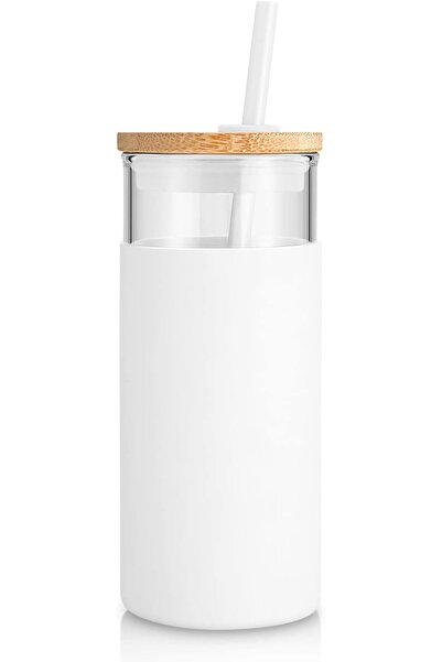 GENERAL Trunko 20oz (600ml) Glass Tumbler with Straw and Bamboo Lid and Silic...