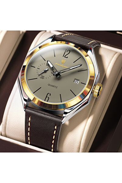 Choice 689 Gold Grey Original Fashion Male Wristwatch Leather Quartz Business...