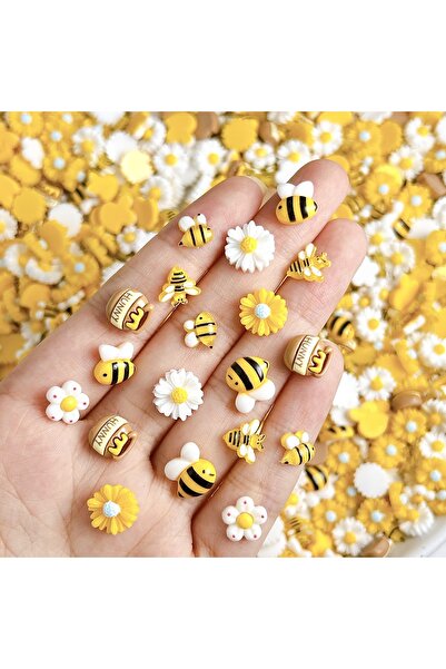 Choice Mix yellow 30pcs 30PCS 3D Cartoon Cute Yellow Bee Nail Art Charms Crea...