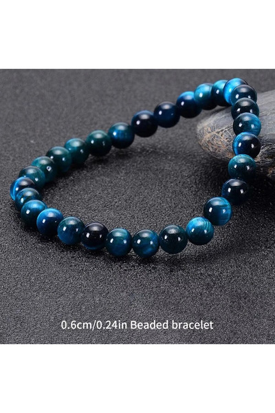 Choice 6 MM 1Pc 6/8/10mm Minimalist Blue Tiger Eye Stone Beaded Bracelet Natu...