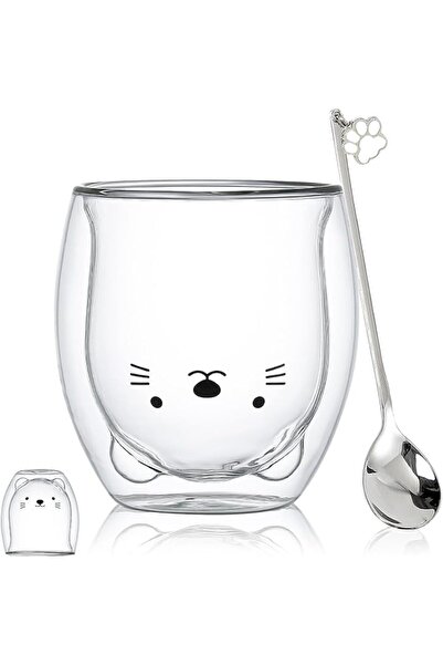 GENERAL Double Wall Insulated Glass Mugs with Cute Design for Espresso, Coffe...