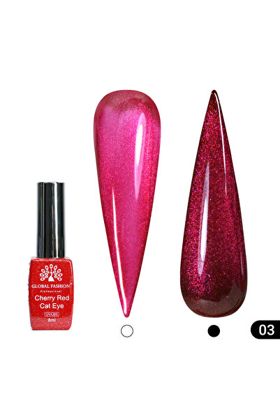 global fashion Semi-permanent cat eye nail polish Cherry Red Cat Eye Global F...