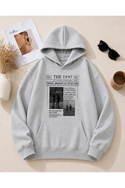 ZAVIXO Unisex Beige Oversized Hooded Sweatshirt