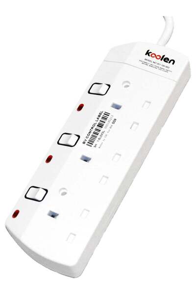 Koolen Plug Sockets with Three Plugs, 5 Meter Cable Length