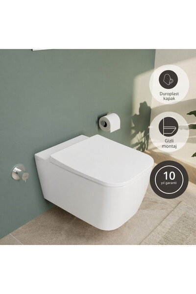 VitrA Metropole Square 7906B401-0090 Asma Klozet, 56 cm, VitrAClean, Mat Beyaz