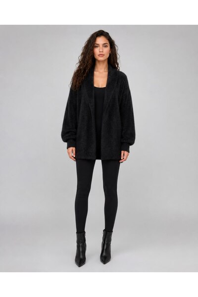 Noi Belis Soft Textured Open Front Midi Length Knitwear Cardigan Aw26Hi0010