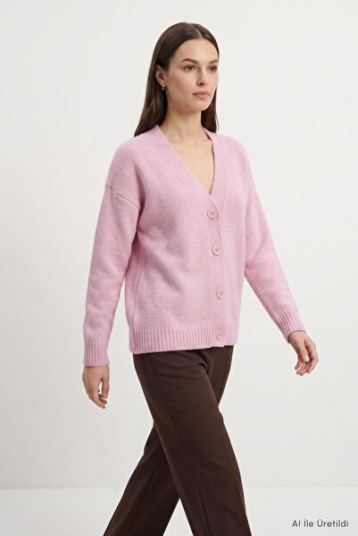 Rays Cardigan tricotat cu nasturi 20255 Roz